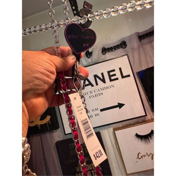 Betsey johnson Large/XL going all out 2 chain statement  lips heel jewelry belt - Picture 7 of 7